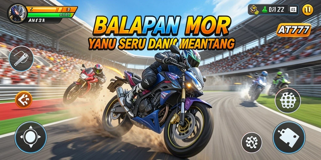 Gameplay balapan motor yang seru dan penuh aksi.