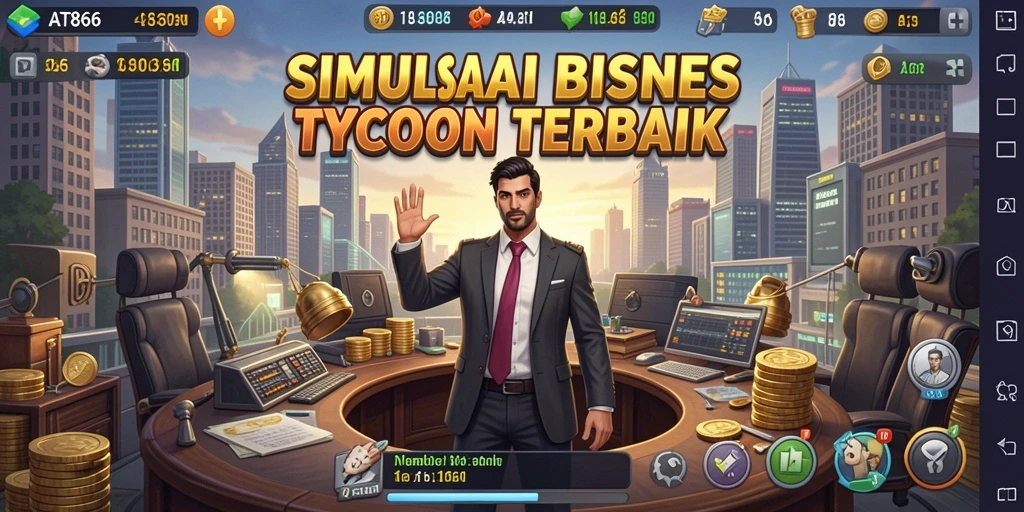 Tampilan gameplay AT866 yang menarik dan mendetail dalam mengelola bisnis Tycoon.