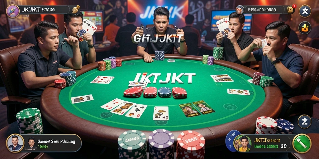 Tampilan gameplay Poker yang realistis dan menantang di JKTJKT.