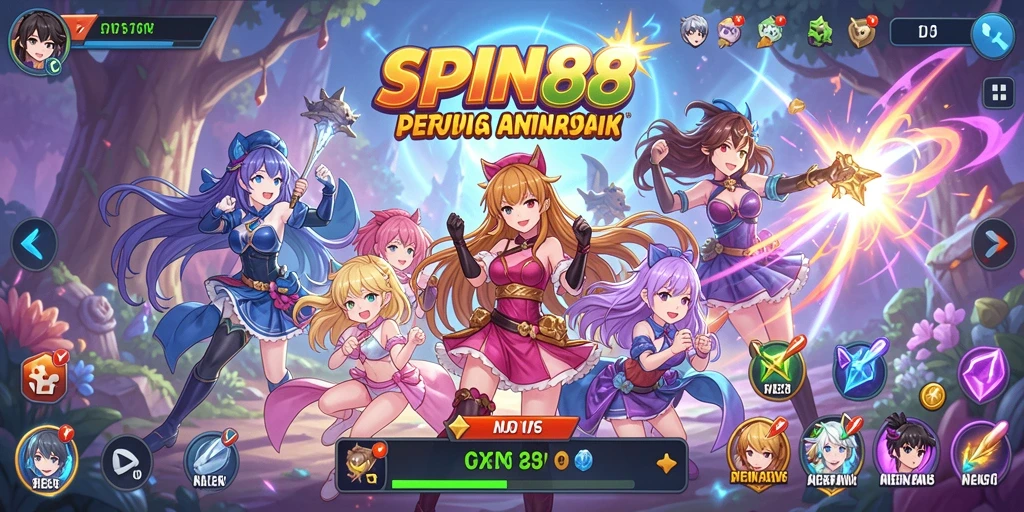 Screenshot gameplay SPIN88 yang menampilkan karakter anime yang menarik.