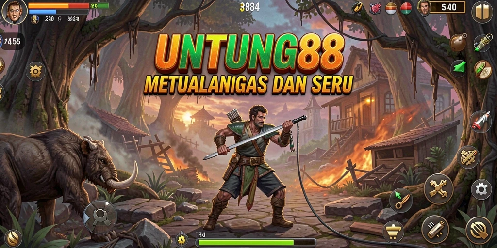 Tampilan gameplay UNTUNG88 dengan karakter petualangan yang menarik.