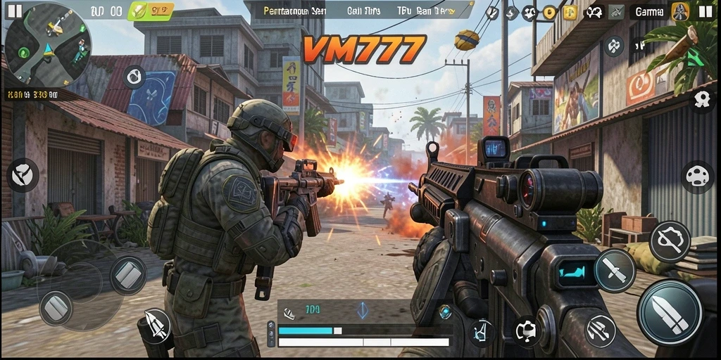 Tangkapan layar gameplay <strong>VM777</strong> menampilkan aksi tempur yang mendebarkan dan strategi yang kompleks.